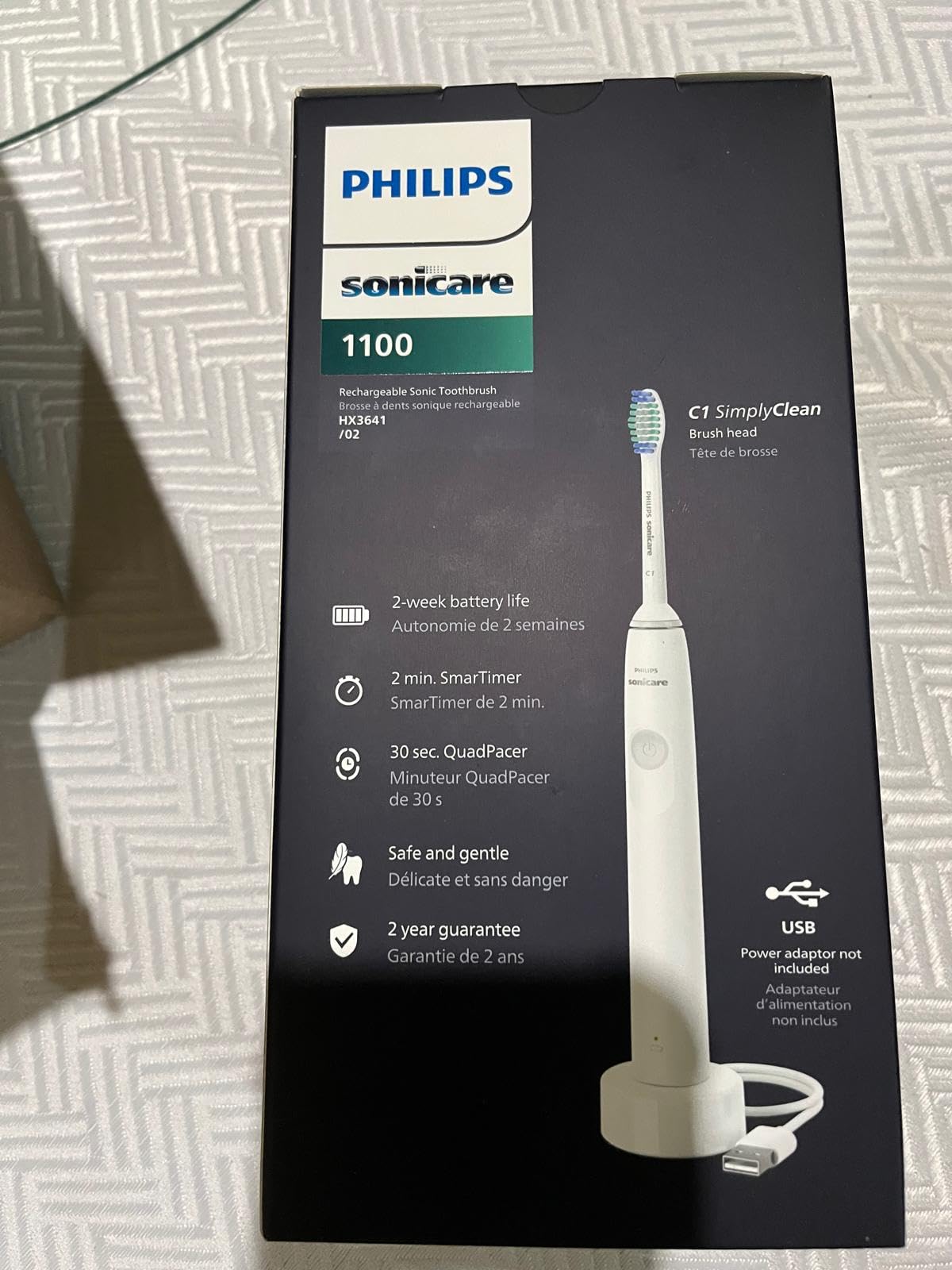 PHILIPS Sonicare 1100 Rechargeable Electric Toothbrush, 1 Brush Head, White customer photo 2