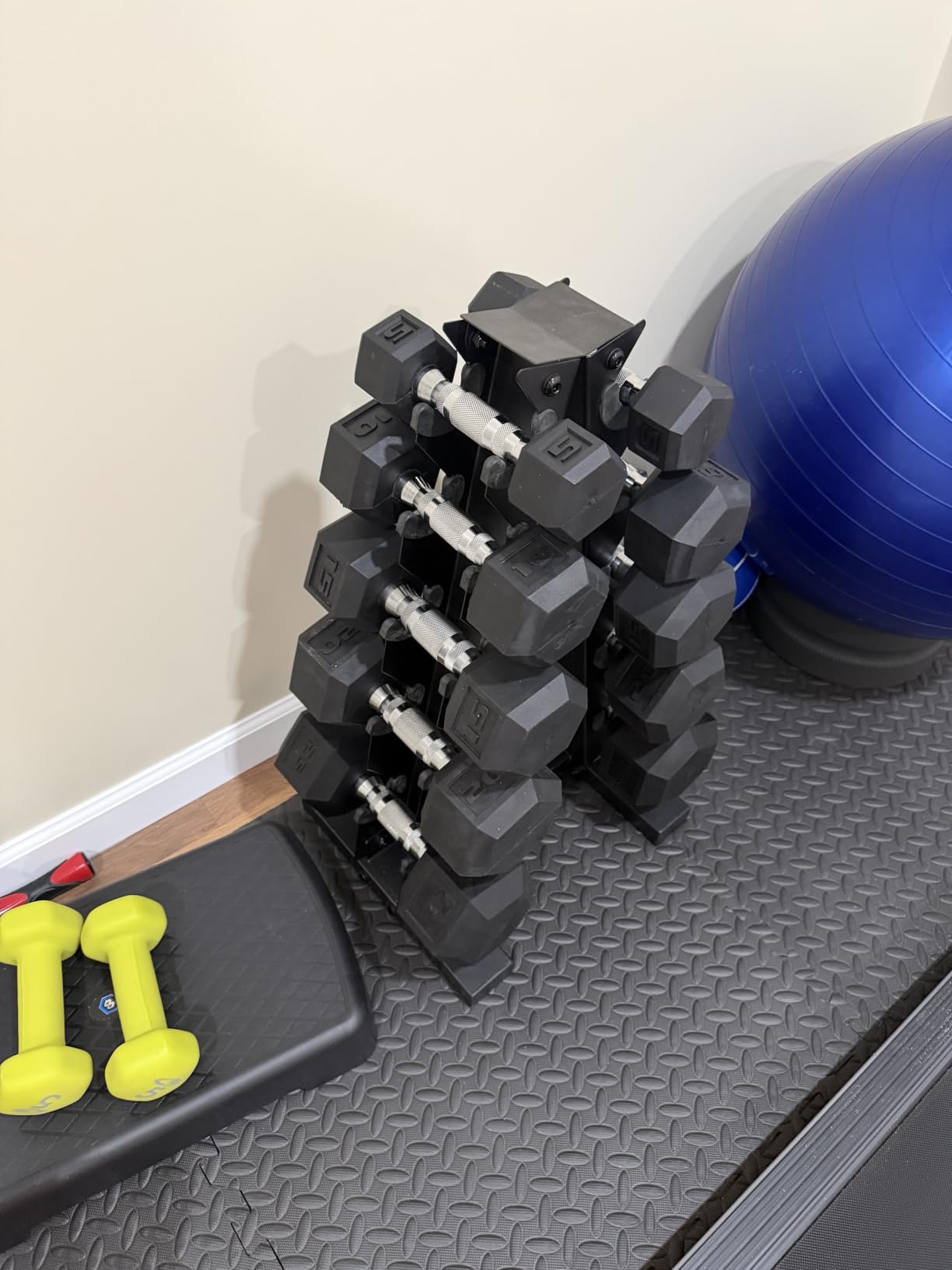 CAP Rubber Coated Hex Dumbbell Set with Storage Rack | 100-210 lb Options, Space-Saving Vertical Compact Storage for Home Gym Strength Training customer photo 2