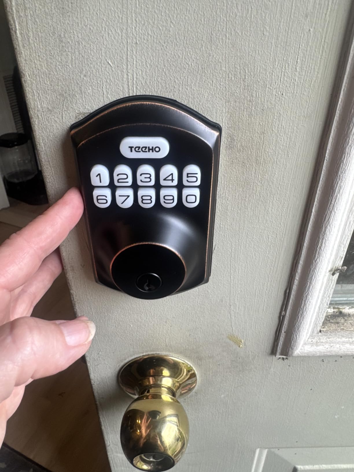 TEEHO TE001 Keyless Entry Door Lock with Keypad - Smart Deadbolt Lock for Front Door with 2 Keys - Auto Lock - Easy Installation - Satin Nickel customer photo 1