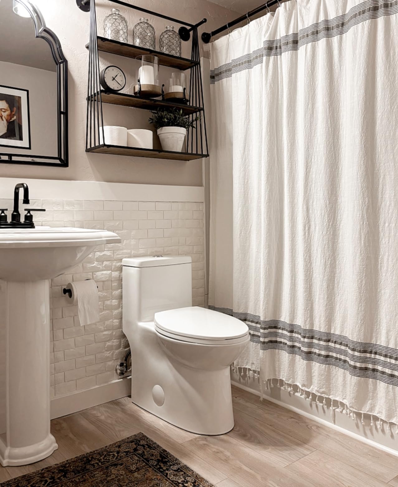 DeerValley Symmetry One Piece Toilet, Dual Flush 1.1/1.6 GPF Elongated Standard Toilet for Bathroom, Toilets with Comfortable Seat Height (Seat Included) (White) customer photo 2