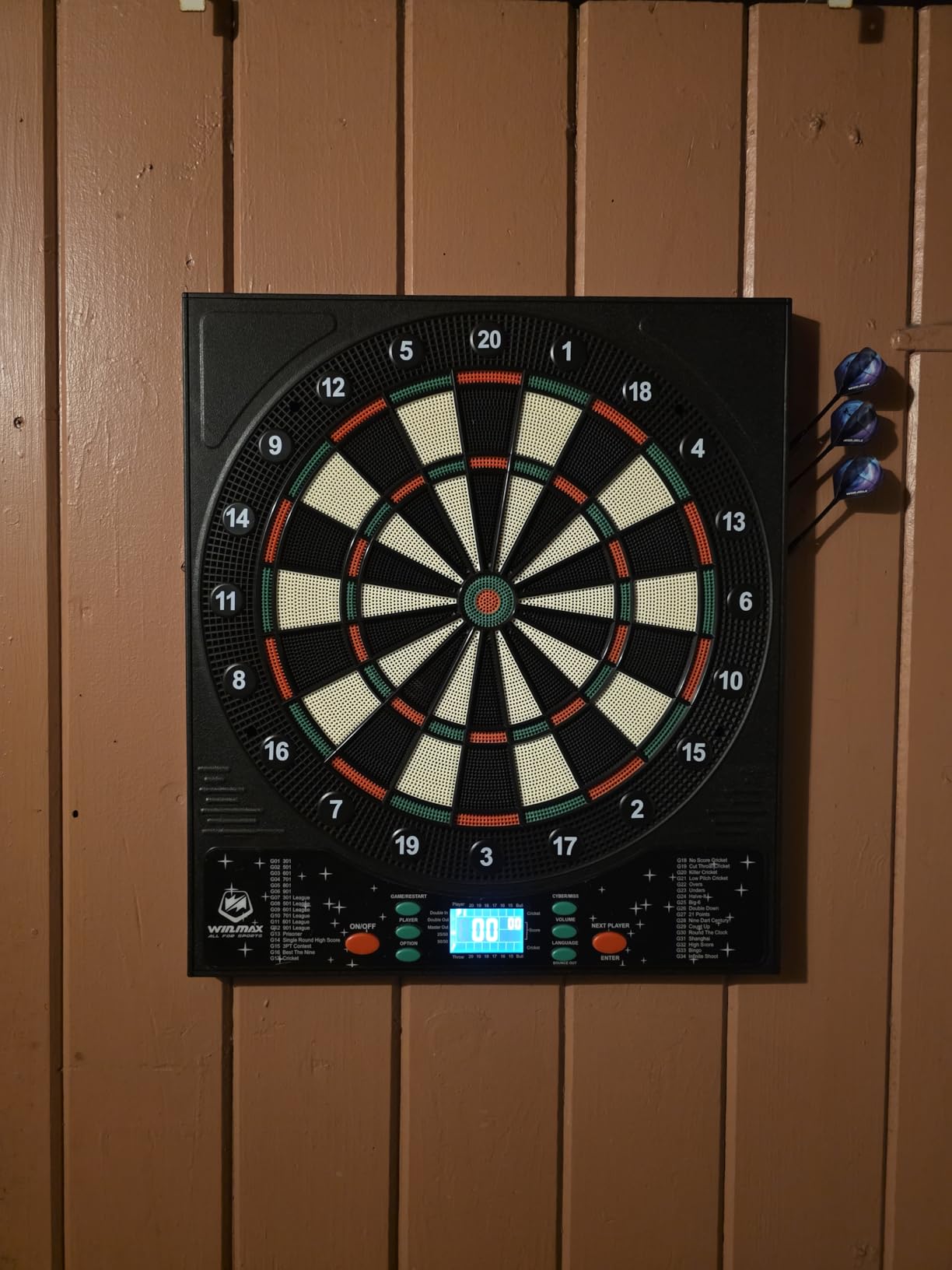WIN.MAX Electronic Dart Board for Adults, Automatic Scoring with 12 Darts | 34 Games 355 Variations, Up to 8 Players, Adapter/Batteries, LCD Display Wall Mount for Home Bar Game Room customer photo 2