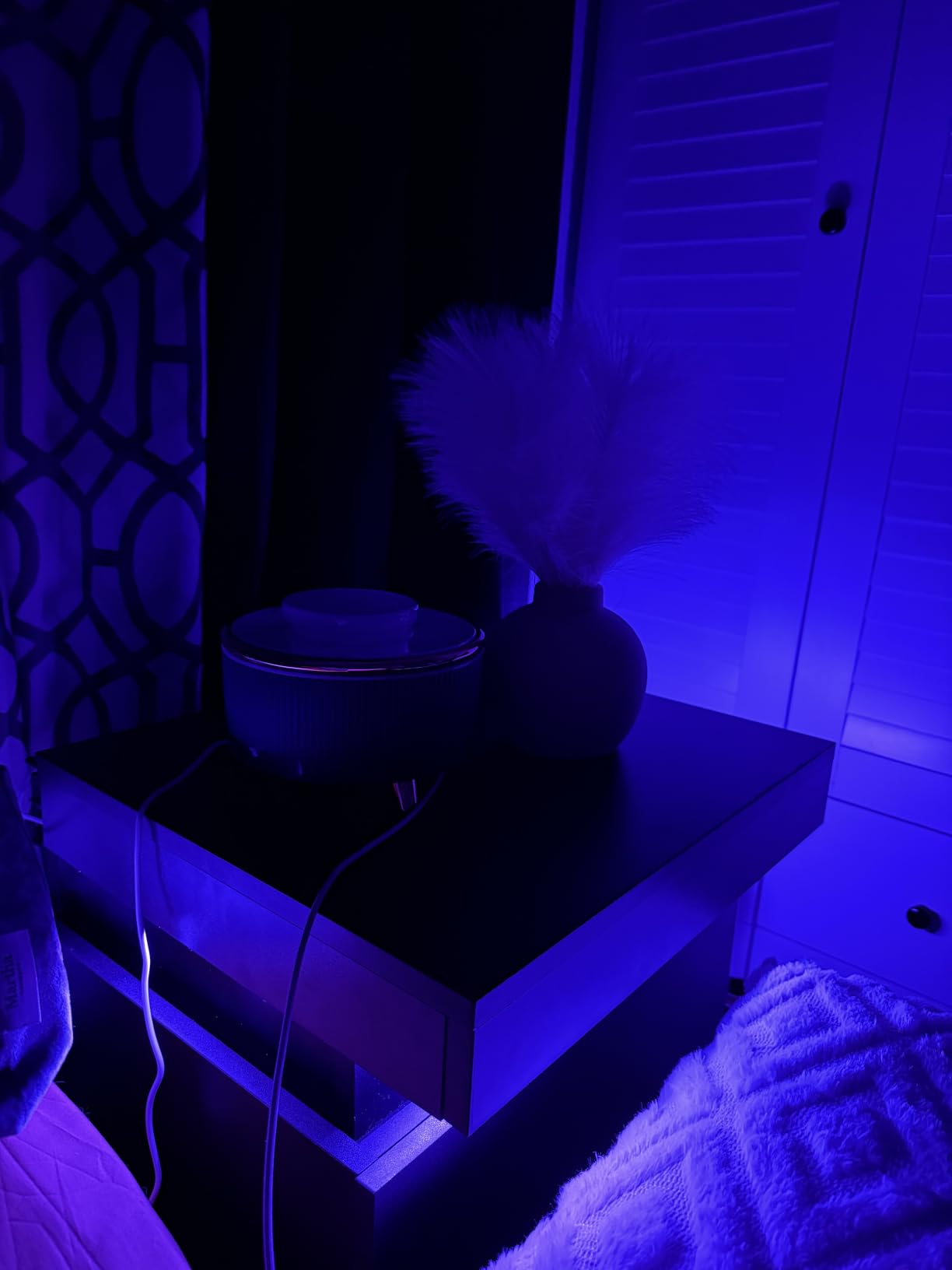 ADORNEVE Black Nightstand with Charging Station and LED Lights, Modern Night Stand with Sliding Top, Bedside Table with Drawers customer photo 2