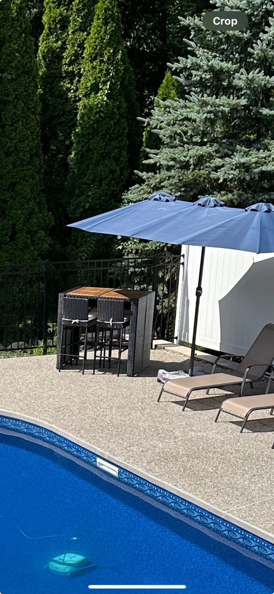 Tangkula 5 Piece Patio Wicker Bar Set, Patiojoy Outdoor Acacia Wood Bar Height Table & 4 Rattan Bar Stool Chairs with Backrest and Footrest, Outdoor Dining Bistro Set customer photo 2