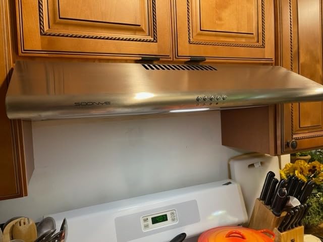 30 inch Stainless Steel Under Cabinet Range Hood, Slim Kitchen Vent Hood Ducted/Ductless Convertible with 3 Speed Controls, 5-Layer Aluminum Filters, LED Lights (Stainless Steel) customer photo 1