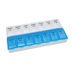 Amazon Basic Care 7-Day AM/PM Pill Organizer, Medication Planner with Large Compartments for Tablets, Blue and Clear Lids customer photo 2