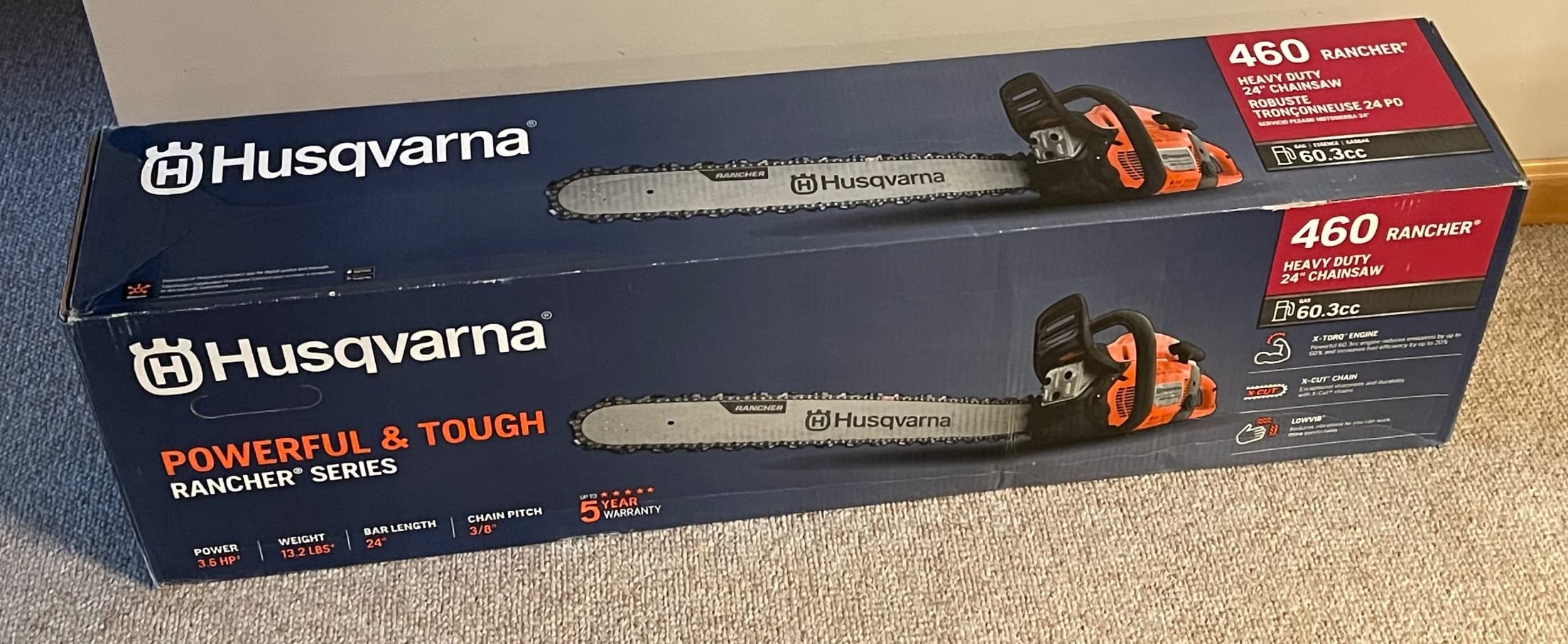Husqvarna 460 Rancher Gas Powered Chainsaw, 60.3-cc 3.6-HP, 2-Cycle X-Torq Engine, 24 Inch Chainsaw with Automatic Adjustable Oil Pump, For Wood Cutting, Tree Trimming and Land Clearing, Gifts For Men customer photo 2