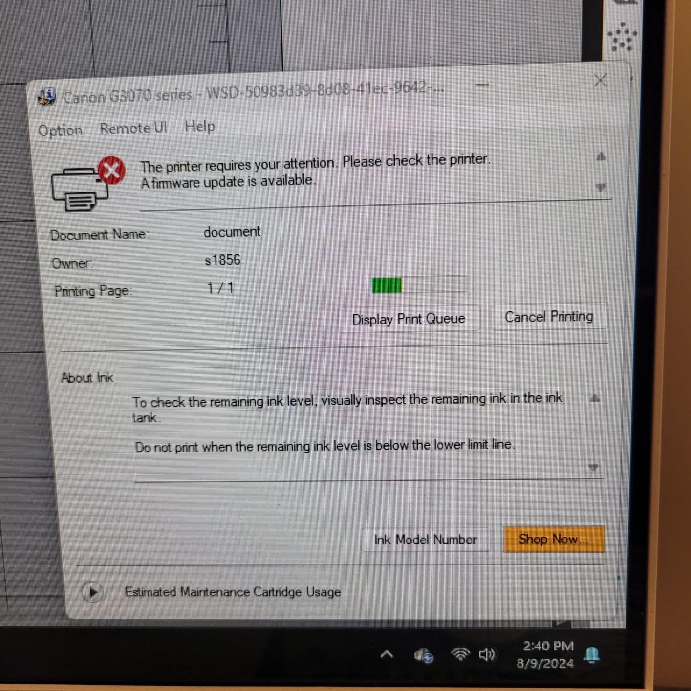 Canon MegaTank G3270 All-in-One Wireless Color Printer customer photo 1