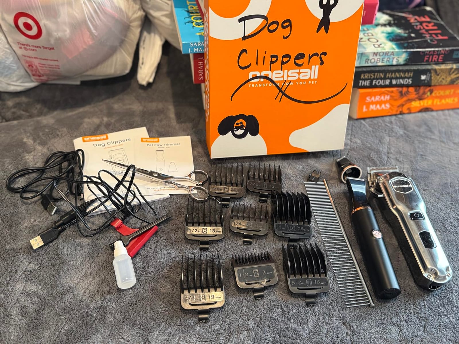oneisall Dog Grooming Kit for Thick/Matted Hair with Stainless Steel Blade | Powerful Motor, Dog Clippers+Paw Trimmers, IPX7 Waterproof, Low Noise, Cordless & Long Battery Life customer photo 1