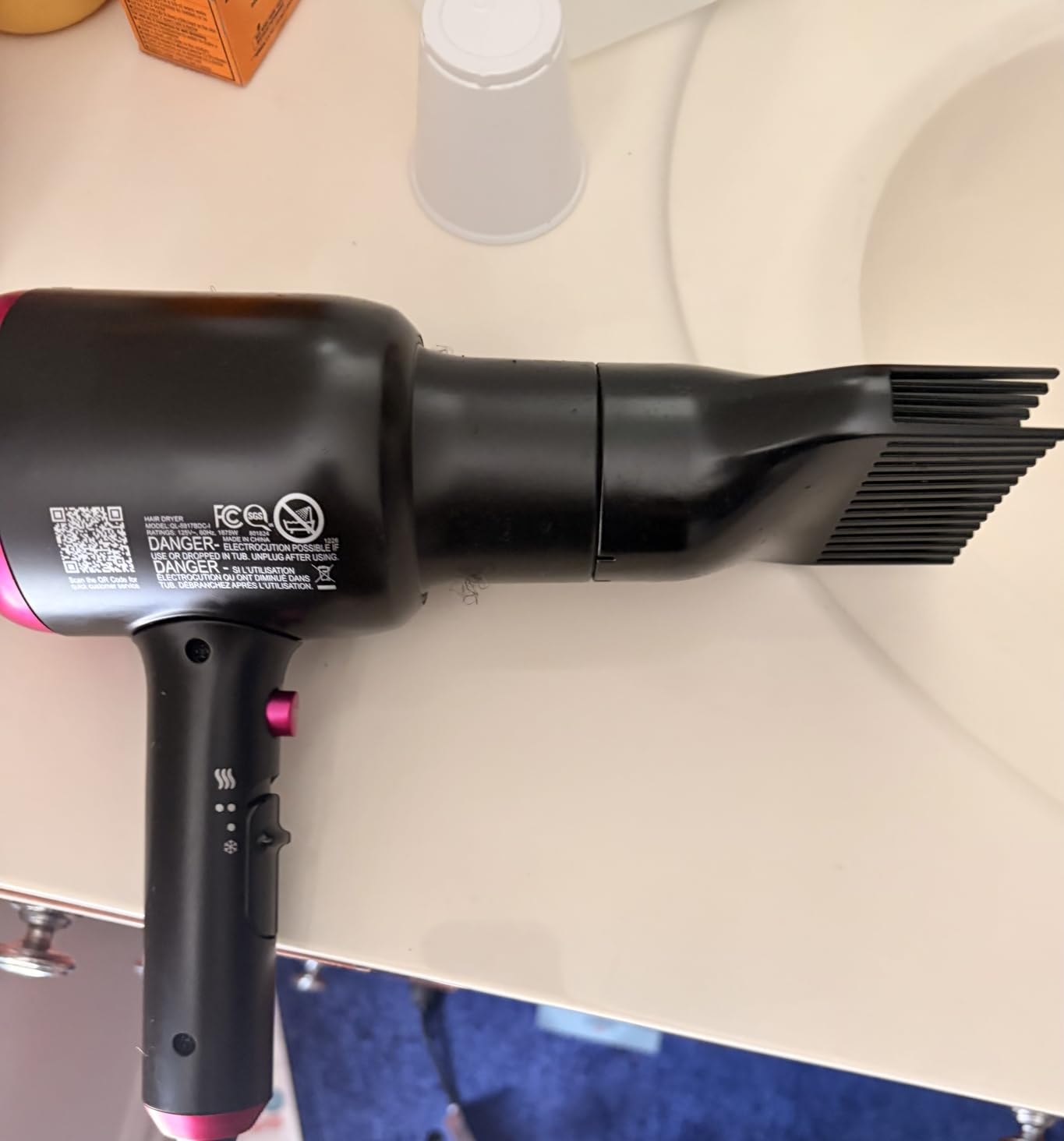 Wavytalk Blown Away Ionic Hair Dryer with Diffuser for Curly Hair | 1875W Fast Drying, 3 Attachments for All Hair Types, Ceramic Healthy Shine, Lightweight & Quiet (Black) customer photo 1