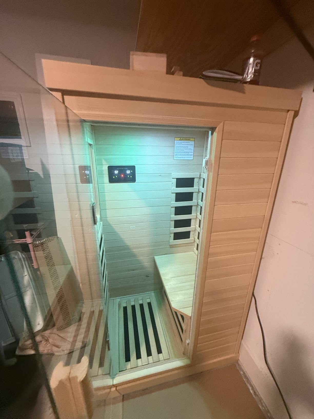 OUTEXER Far Infrared Sauna Home Sauna Spa Room Canadian Hemlock Wood 1200W Indoor Saunas Low EMF 110V with 7 Color Light and Tempered Glass Door customer photo 1
