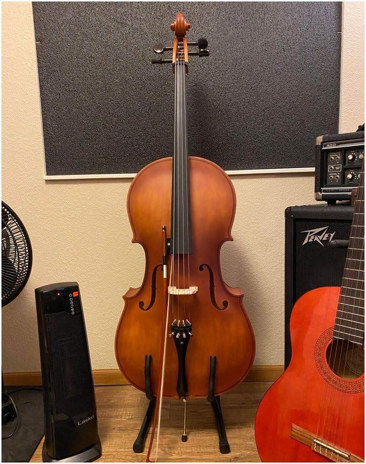 Ktaxon 4/4 Ebony Fitted Cello, Acoustic Cello Full Size Cello (Matte) with Full Equipment Including 7mm Padding Cello Case, Extra String, Bridge, Bow and Rosin for Beginner Adult customer photo 1
