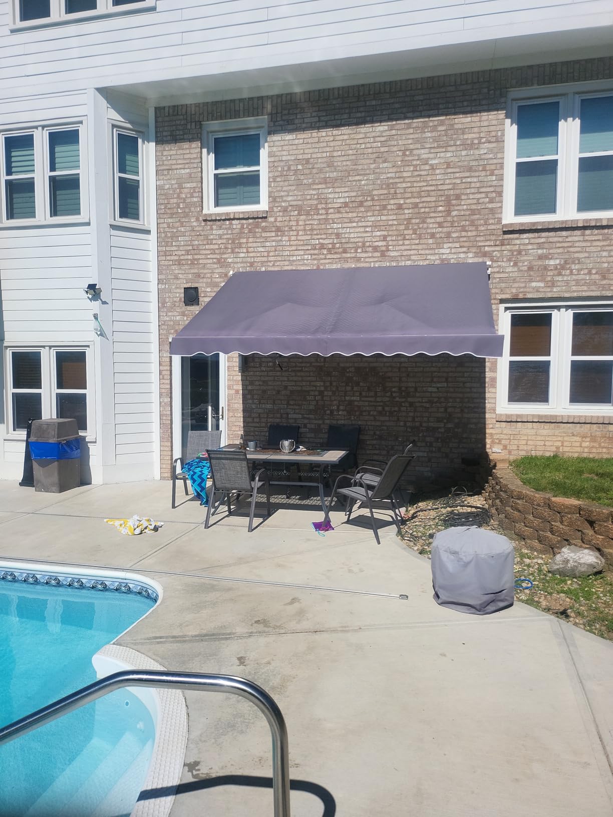 MUPATER 13' x 8' Retractable Patio Awning Sun Shade Cover with Manual Crank, Outdoor Shelter for Windows, Projection for Deck, Yard, Balcony, Grey customer photo 1