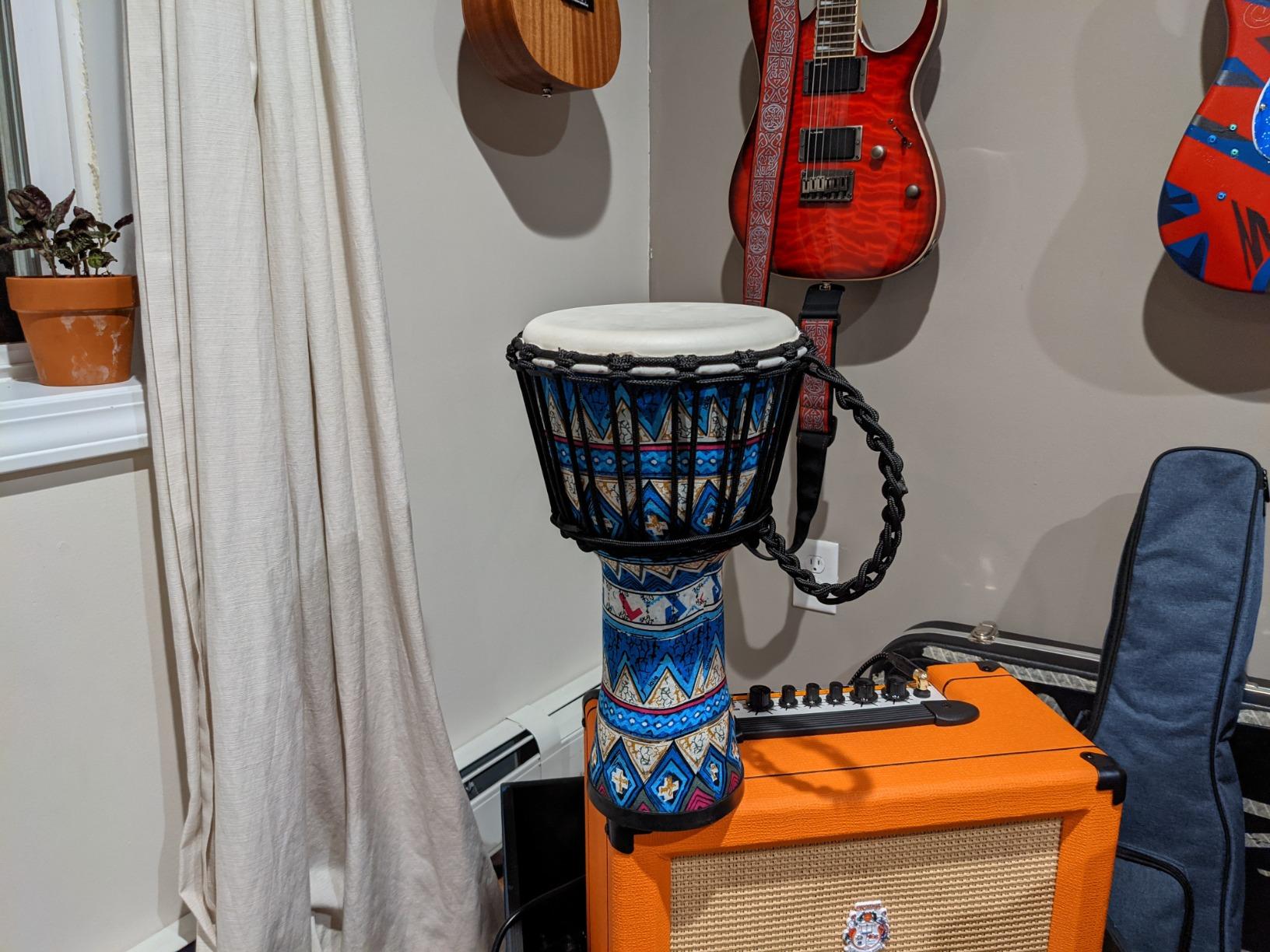 lotmusic African Djembe Drum, Standard 10'' Hand-Painted Mahogany Congo Drum, Professional Bongo Drum With Goatskin Drumhead for Adults customer photo 2
