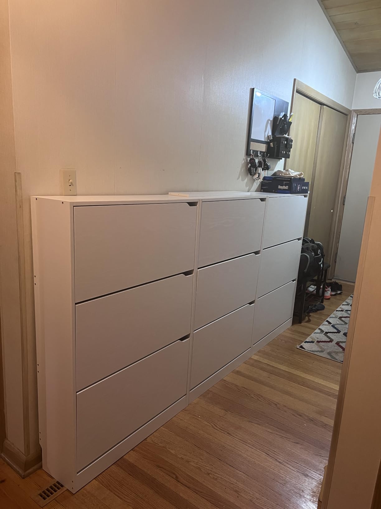 BORNOON Shoe Cabinet with 3 Flip Drawers, Hidden Wood Shoe Cabinet, Freestanding Shoe Storage Cabinet for Entryway Hallway, White customer photo 1