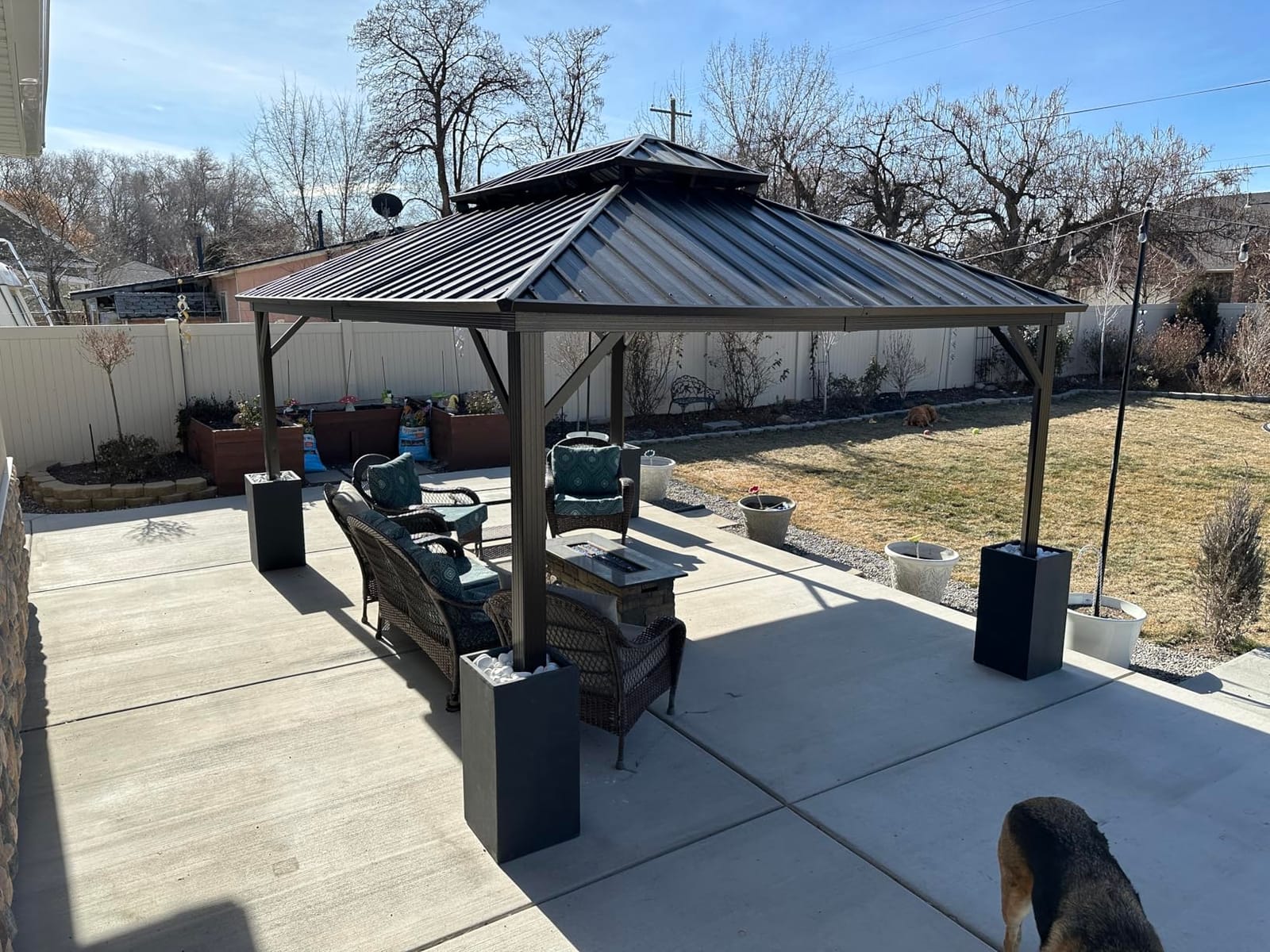 EROMMY 10' x 12' Hardtop Gazebo, Aluminum Frame Gazebos with Galvanized Steel Double Roof, Permanent Outdoor Metal Pavilion with Curtain and Netting for Patio, Lawn, Deck customer photo 2