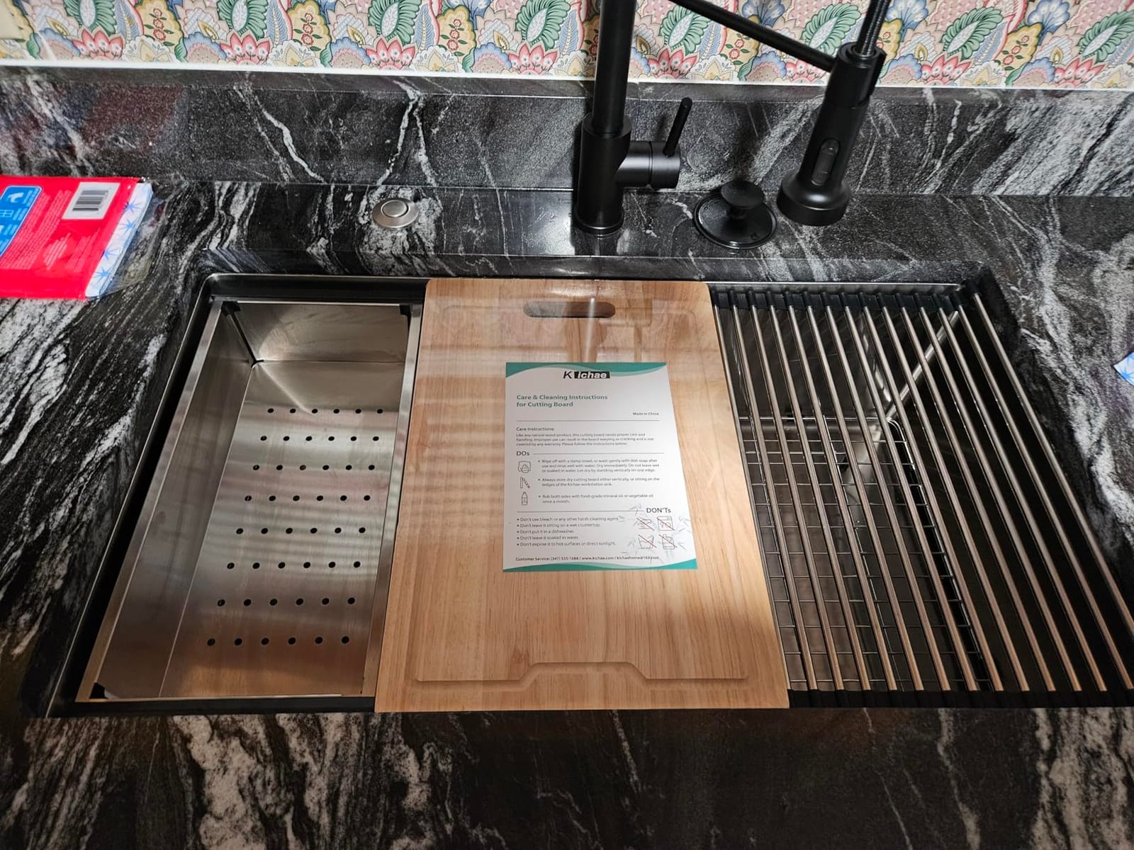 Kichae 32 Undermount Kitchen Sink Stainless Steel 16 Gauge Workstation | 32x19 Undermount Sink Single Bowl Under Counter 10R Round Corner Deep Handmade Basin with Cutting Board customer photo 1