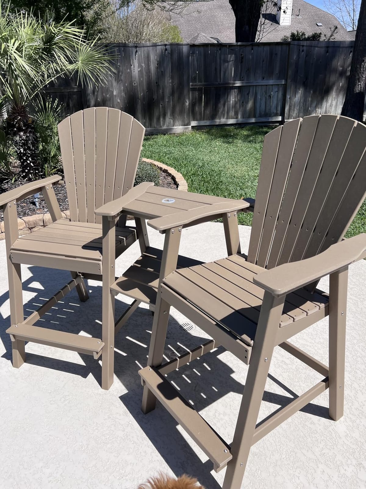 FOOWIN Tall Adirondack Chair Set of 2, All Weather HDPE Bar Height Adirondack Chair with Double Connecting Trays, Adirondack Barstools for Balcony, Deck, Backyard, Patio, Garden Navy Blue customer photo 2