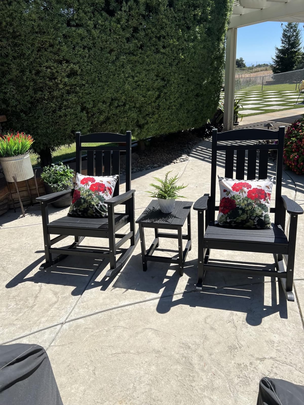 Oversized Outdoor Rocking Chairs Set of 2, HDPE Porch Rocker, Brown | Rocking Chairs for Outdoor with Wide Seat - 350LBS Support for Adults customer photo 2