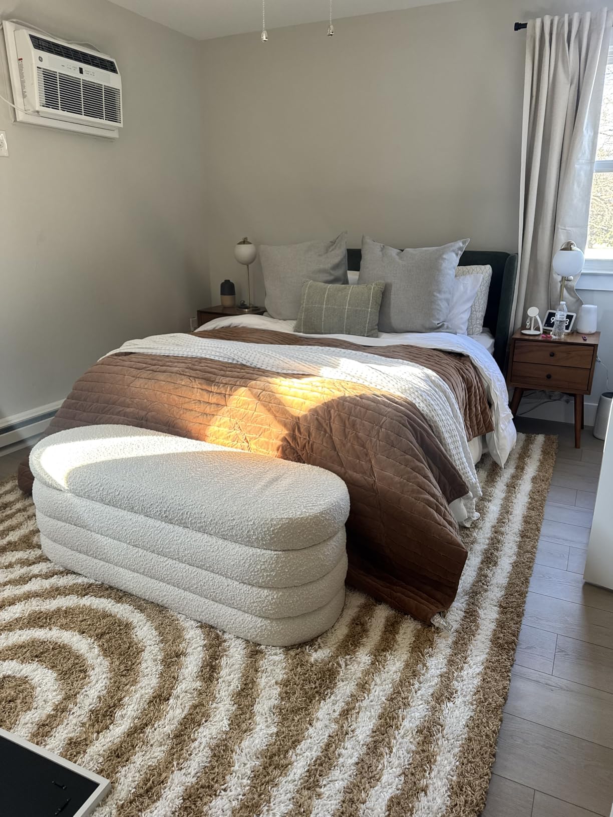 Busaurus Storage Ottoman Bench 49.2 Inch Upholstered Fabric Storage Bench for Bedroom End of Bed Aesthetic Large Oval Ottoman for Living Room Entryway (Ivory) customer photo 2