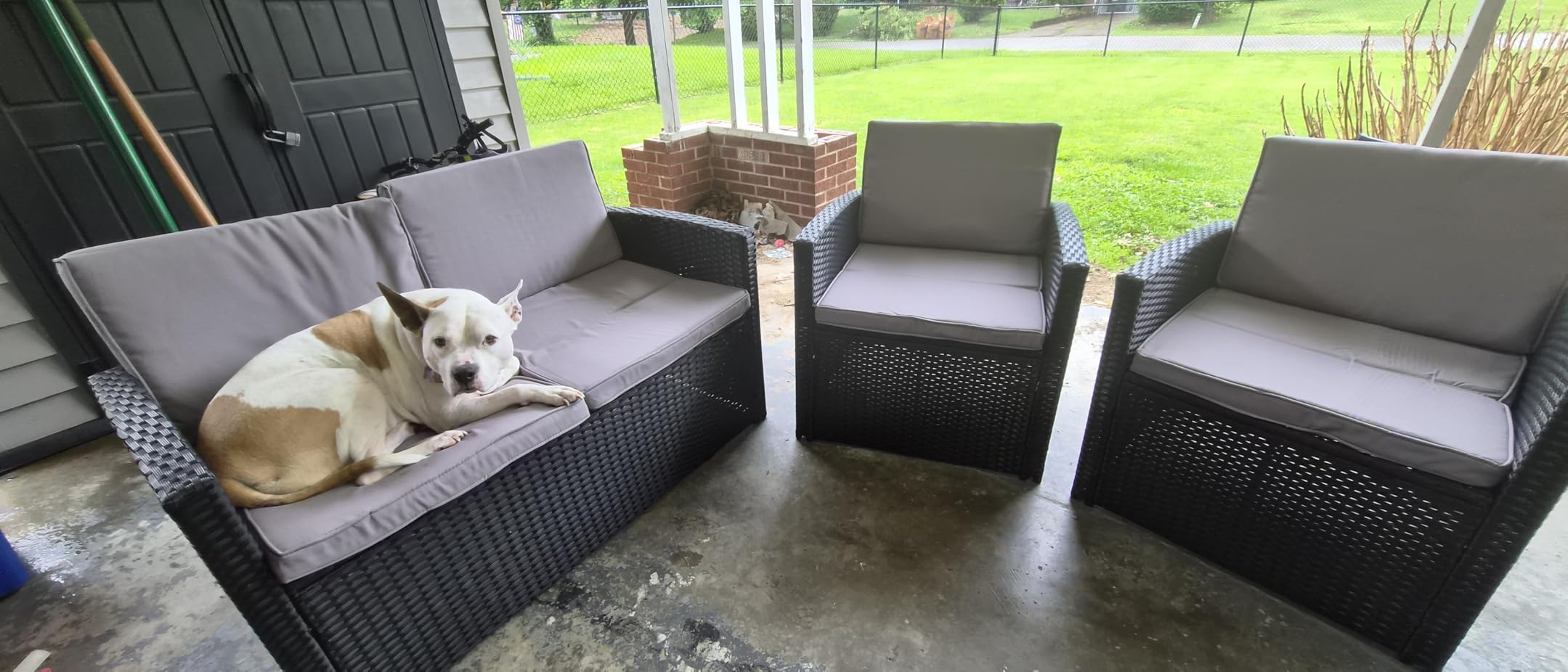 KROFEM 8 Piece Patio Furniture Set, Outdoor Modular Conversation Set, Black | UV Treated Wickers, Machine Washable Cushions, Seats 6, 2 Hidden Storage Compartments, Rustproof Frame, Waterproof customer photo 1