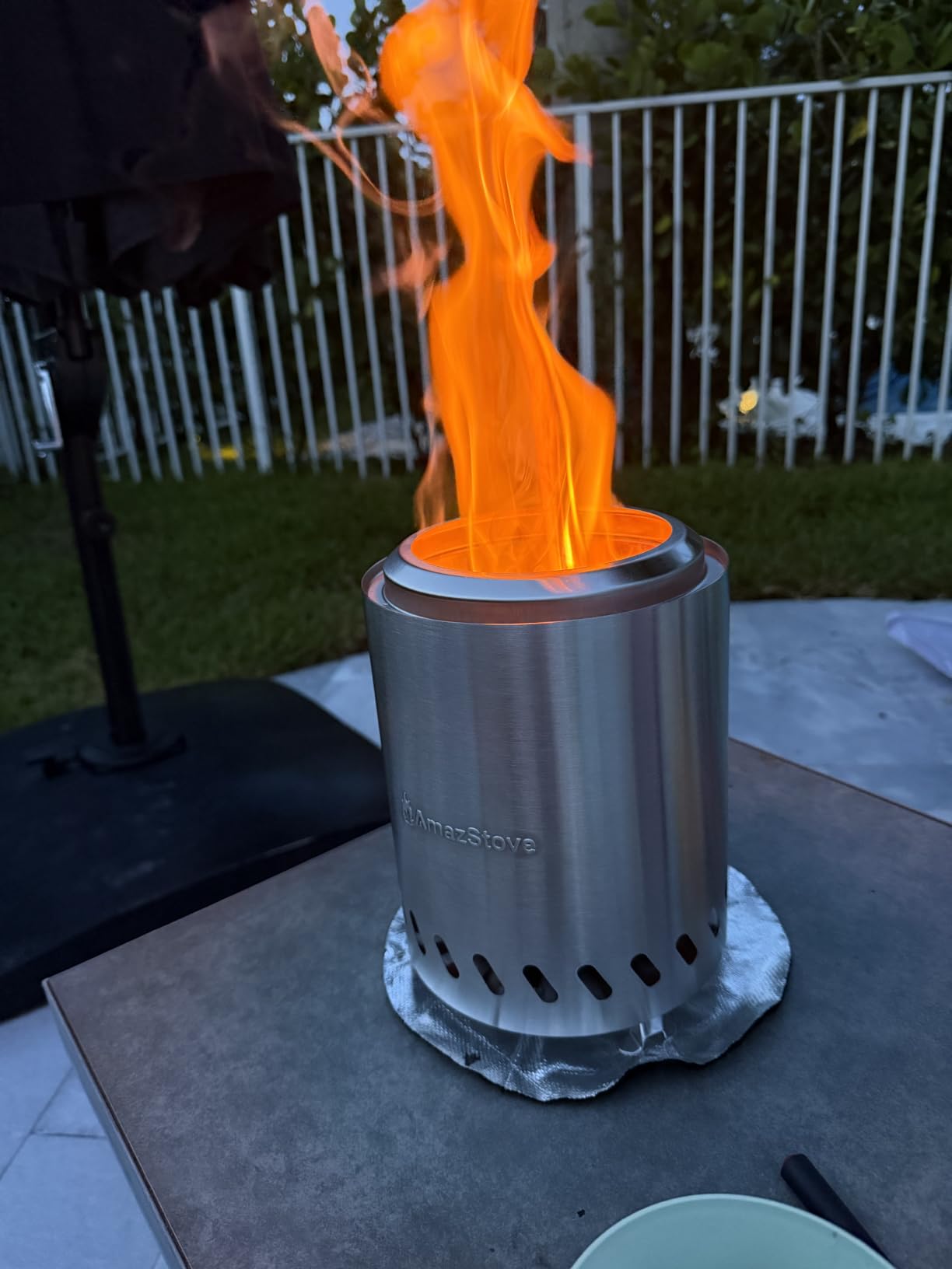 9.7 x 7.1 Inch Tabletop Fire Pit by AmazStove, Low Smoke Camping Stove for Outdoor Safe Burning Firepits, Fueled Pellets or Wood, Travel Bag Included customer photo 1