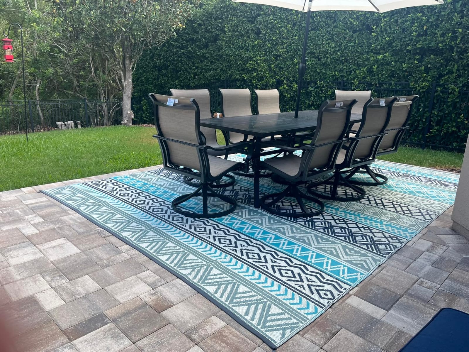 MontVoo Outdoor Rug Carpet Waterproof - Patio Rug Mat 5x8 Reversible RV Outdoor Camping Rugs Picnic Beach Mats Plastic Straw Outside Rugs for Balcony Porch Pool Deck Boho Patio Decor customer photo 1