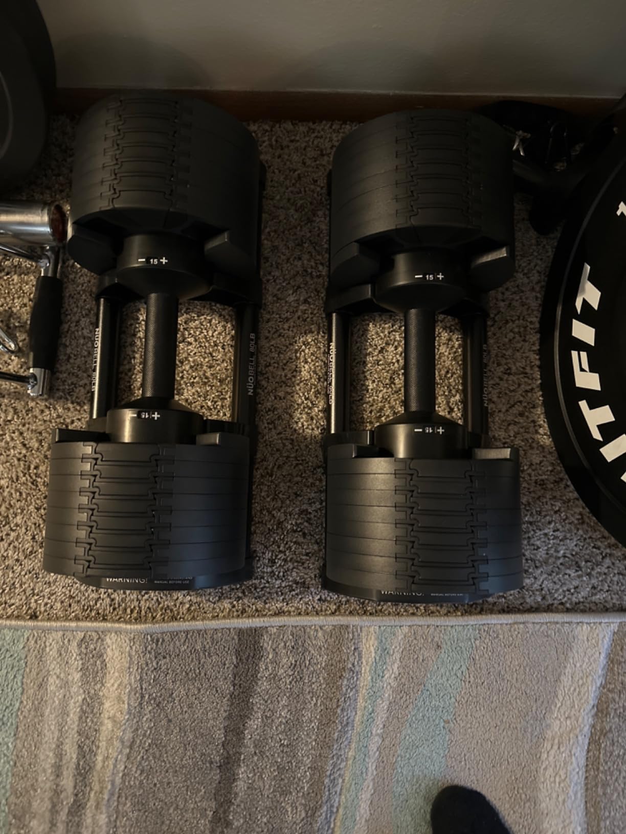 Nuobell 580 Adjustable Dumbbells, 5-80 lb, Set of 2 Free Weights | 5 lb Increments, Instant Twist-handle Adjustment, Knurled Aluminum handles, Replace 16 Pairs of Dumbbells, Trays included customer photo 1