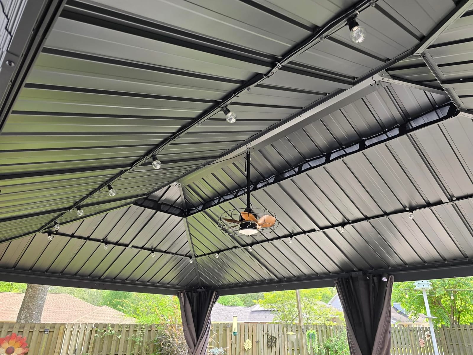 PURPLE LEAF Permanent Hardtop Gazebo 10' X 12' with Light, Gray | 4.7