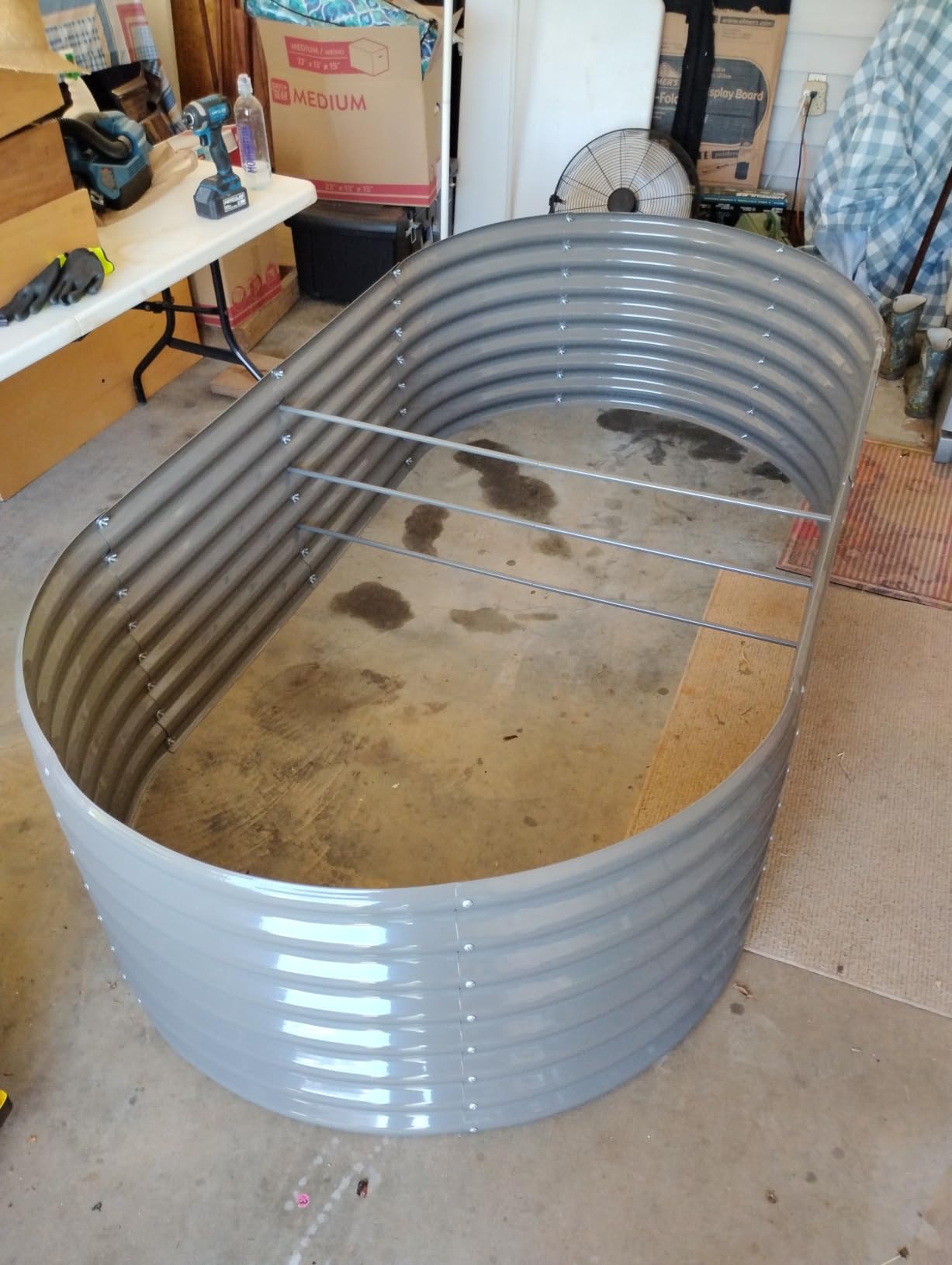 A ANLEOLIFE 8x4x2ft Galvanized Raised Garden Bed Kit, Oval Metal Deep Root Planters for Outdoor Plants Vegetables Flowers Herb, Large Bottomless, 478 Gallon Capacity- Quartz Grey customer photo 2