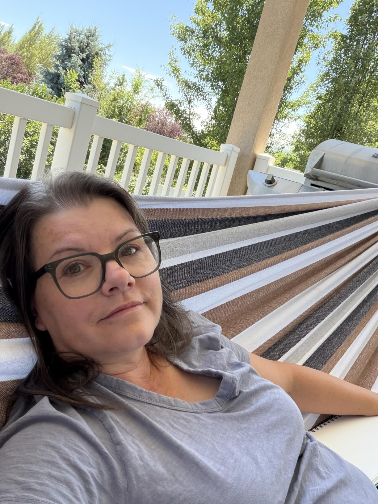 Double Hammocks with Stand for Outside, Portable Space Saving Heavy-Duty Steel Stand for Indoor Outdoor Patio with Carrying Bag, 450 lbs Capacity (Gray) customer photo 1