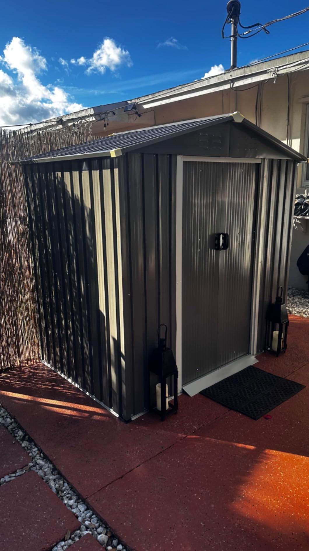 JYQAQA 6x4 FT Outdoor Storage Shed, Waterproof Metal Garden Sheds with Lockable Double Door, Weather Resistant Steel Tool Storage House Shed for Garden, Patio, Lawn, Gray customer photo 1