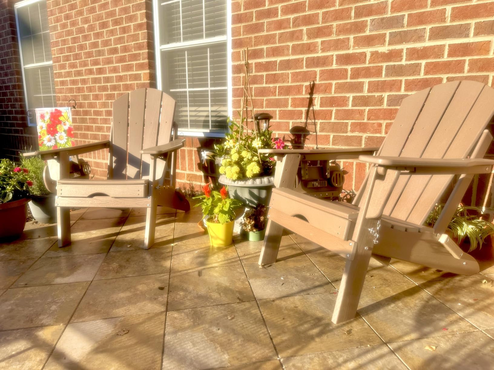 NAVINE Adjustable Adirondack Chair with Retractable Ottoman Set of 2, HDPE Folding Adirondack Chair with Cup Holder, All Weather Fire Pit Chair for Outdoor customer photo 2
