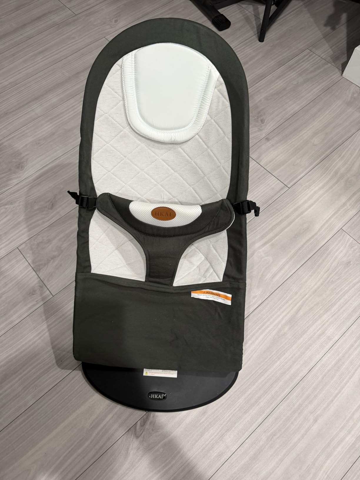 HKAI Baby Bouncer, Portable Baby Bouncer Seat for Babies 0-18 Months, 100% Cotton Fabrics, 3 Modes of use with Rocker and Stationary Options, Infant Rocker Chair with Hanging Toys-Dark Grey customer photo 1