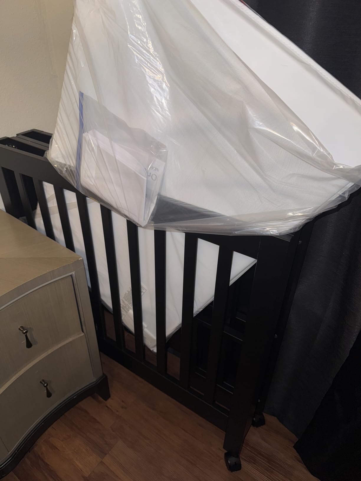 Babyletto Origami Mini Portable Crib Folding with Wheels in Honey, 2 Adjustable Mattress Positions, Greenguard Gold Certified customer photo 2
