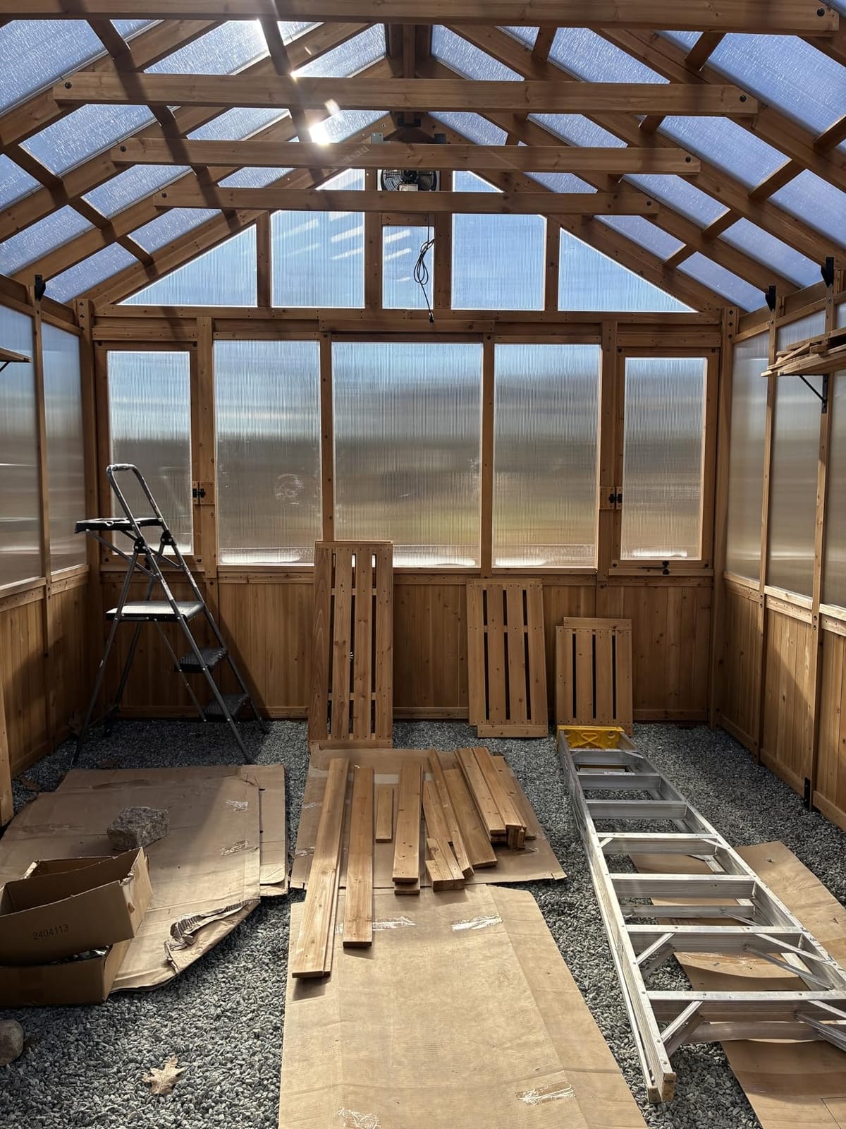 Backyard Discovery Bellerose 11' x 7' Cedar Wood and Polycarbonate Walk-In Greenhouse Kit with Pergola, Exhaust Fan, Windows, Hose Hook-Ups, PowerPort, Staging Shelves for Year-Round Outdoor Gardening customer photo 2