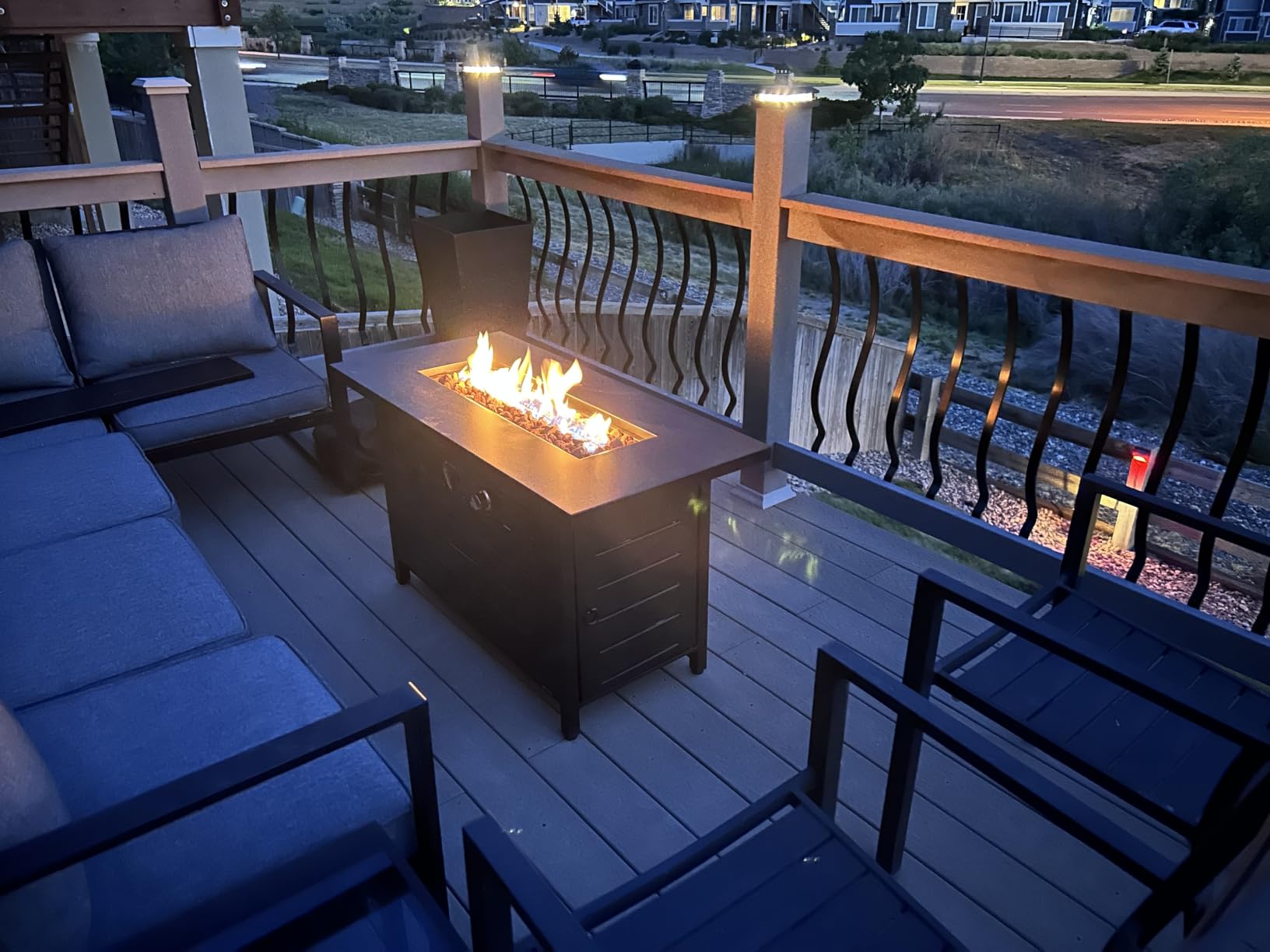 Ciays 42 Inch Gas Fire Pit Table, 60,000 BTU Propane Pits for Outside with Steel Lid and Lava Rock, 2 in 1 Firepit Table customer photo 2