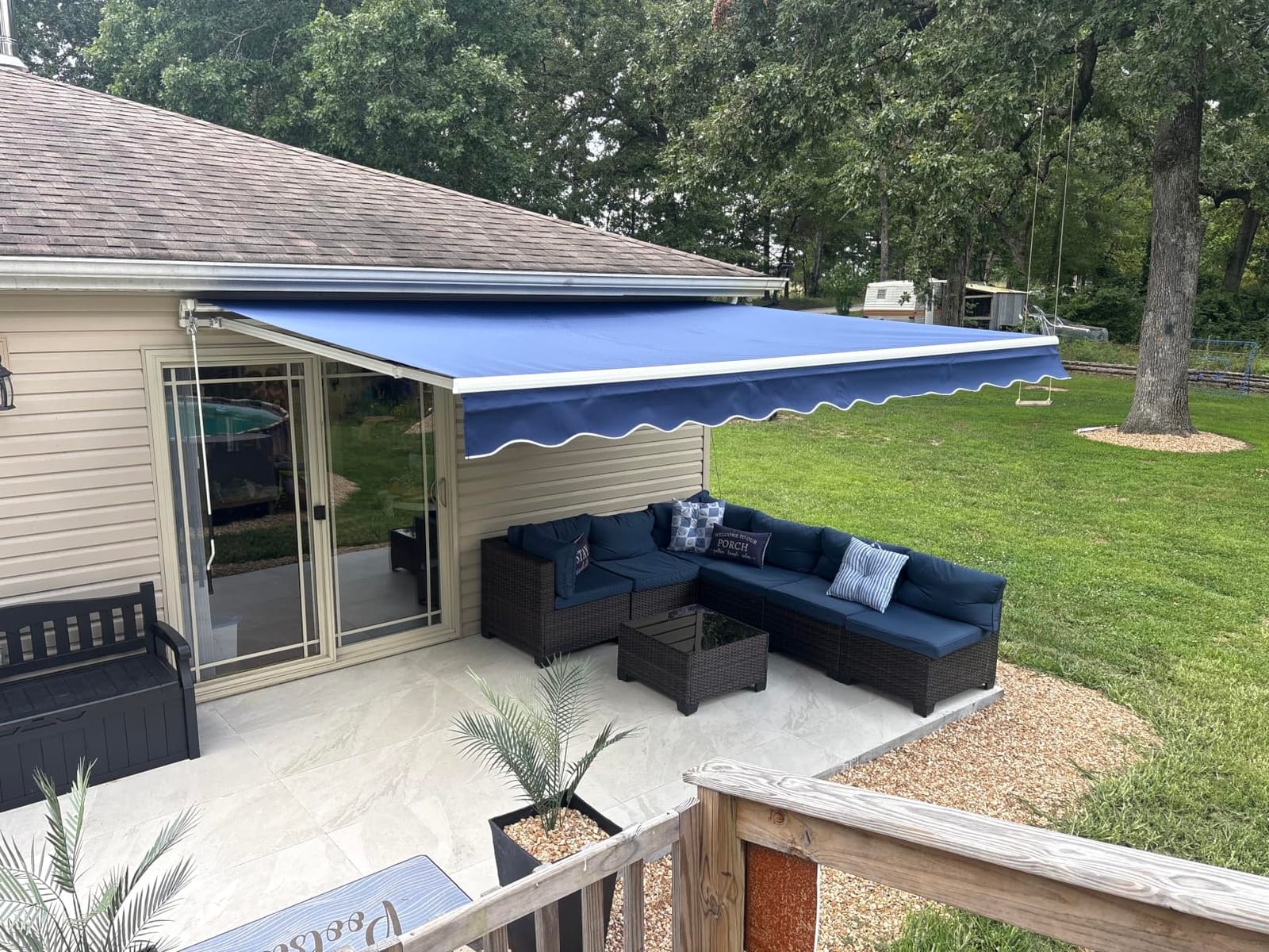 U-MAX Retractable Awning, 10'x8' Manual Awnings for Patio Sun Shade Shelter, Water-Resistant Polyester Cover Outdoor Door Window Awning with Crank Handle for Deck, Home, Backyard, Balcony, Beige customer photo 2