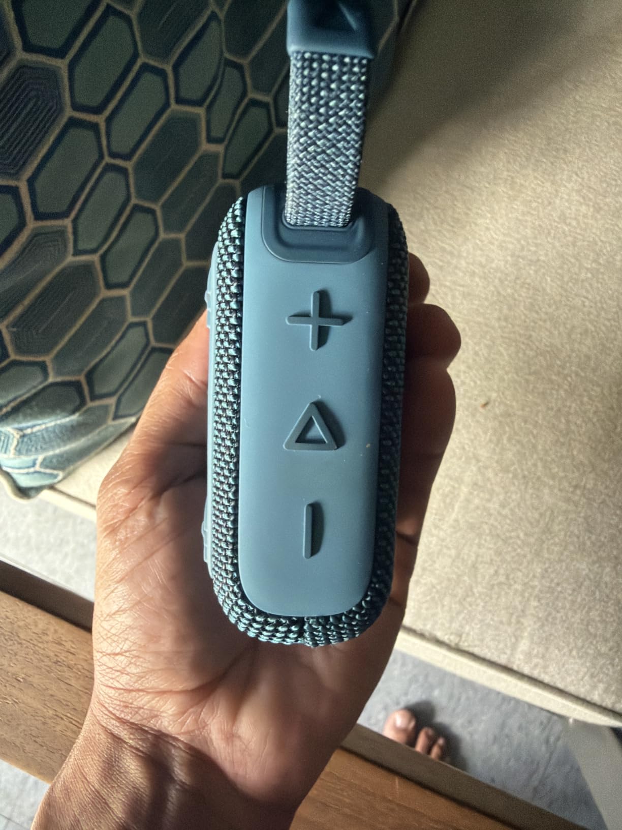 JBL Go 4 - Ultra-Portable, Waterproof and Dustproof Bluetooth Speaker, Big JBL Pro Sound with Punchy bass, 7-Hour Built-in Battery, Made in Part with Recycled Materials (Blue) customer photo 2