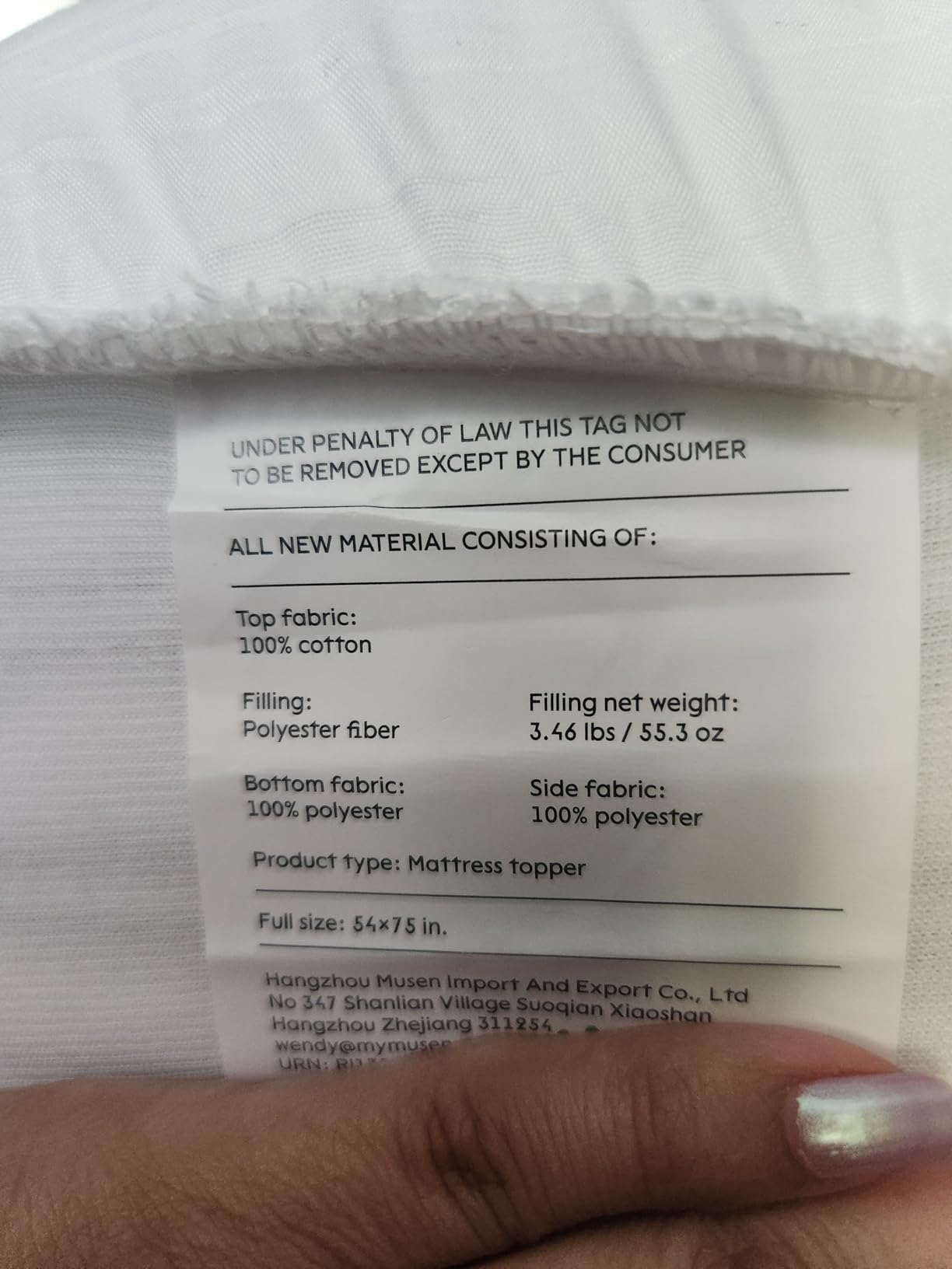 Niagara Sleep Solution Cloud-Like Queen Non-Slip Mattress Topper - 100% Cotton Top Mattress Pad for Back Pain Relief - Extra-Grip, Breathable & Naturally Cooling for Hot Sleepers, White customer photo 2