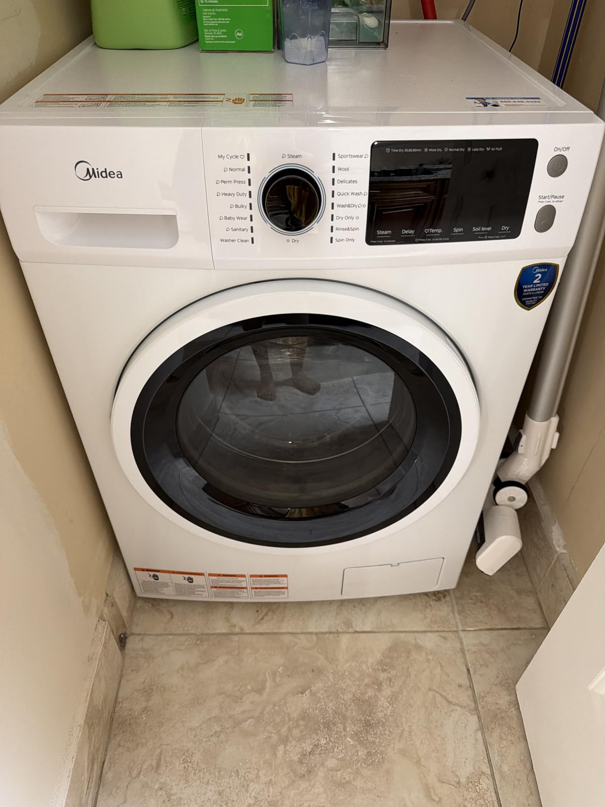 Midea 24 Inch All-in-One Front Load Washer Dryer Combo, 2.7 Cu.ft 26lbs Ventless Full-Automatic Washing Machine with Steam Care, Overnight Dry, 1400 RPM 16 Wash Cycles, White customer photo 2