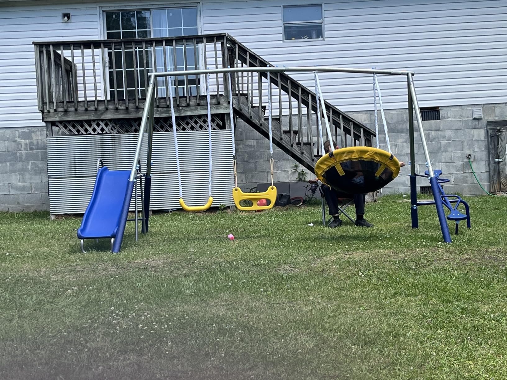 Sportspower Taylor 700lbs Galvanized Metal Swing Set for Kids for Backyard & Outdoors with Teeter-Totter, Saucer & Standing Swings, & 5ft Slide, Bonus Anchor Kit customer photo 2