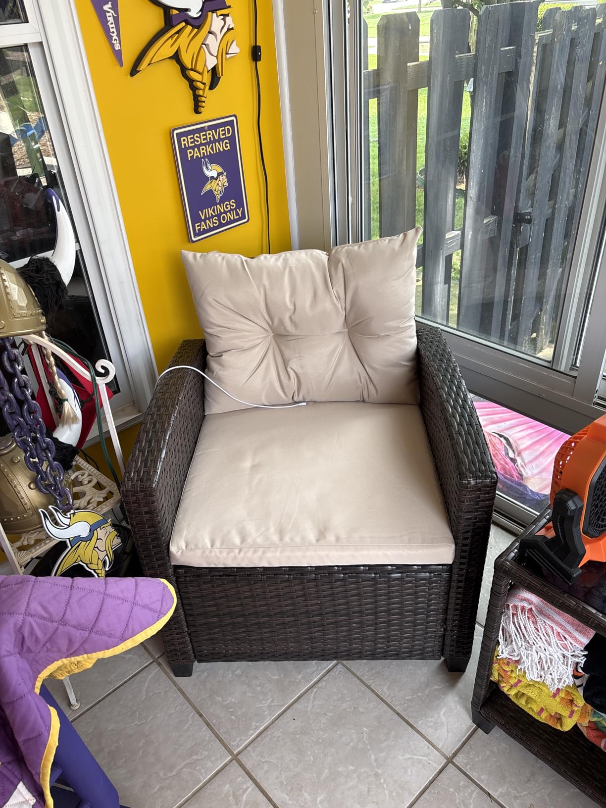 Devoko 3 Pieces Patio Furniture Set, PE Rattan Wicker Patio Set with Two Outdoor Chairs and Table, Upgraded Patio Chairs and Table for Porch, Garden Poolside Balcony customer photo 2