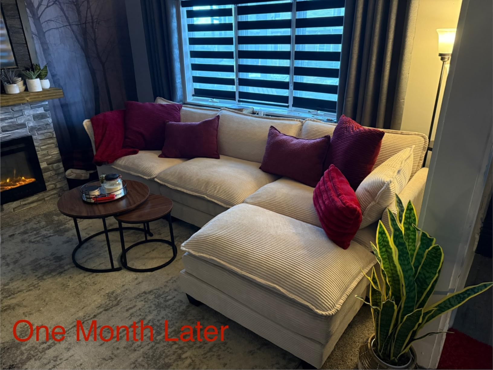 ROWHY Oversized Modular Sectional Sofa with Movable Ottoman, 112 Inch 4 Seat Modern Corduroy Sofa Set, Convertible L Shaped Couch for Living Room and Office, Beige customer photo 2