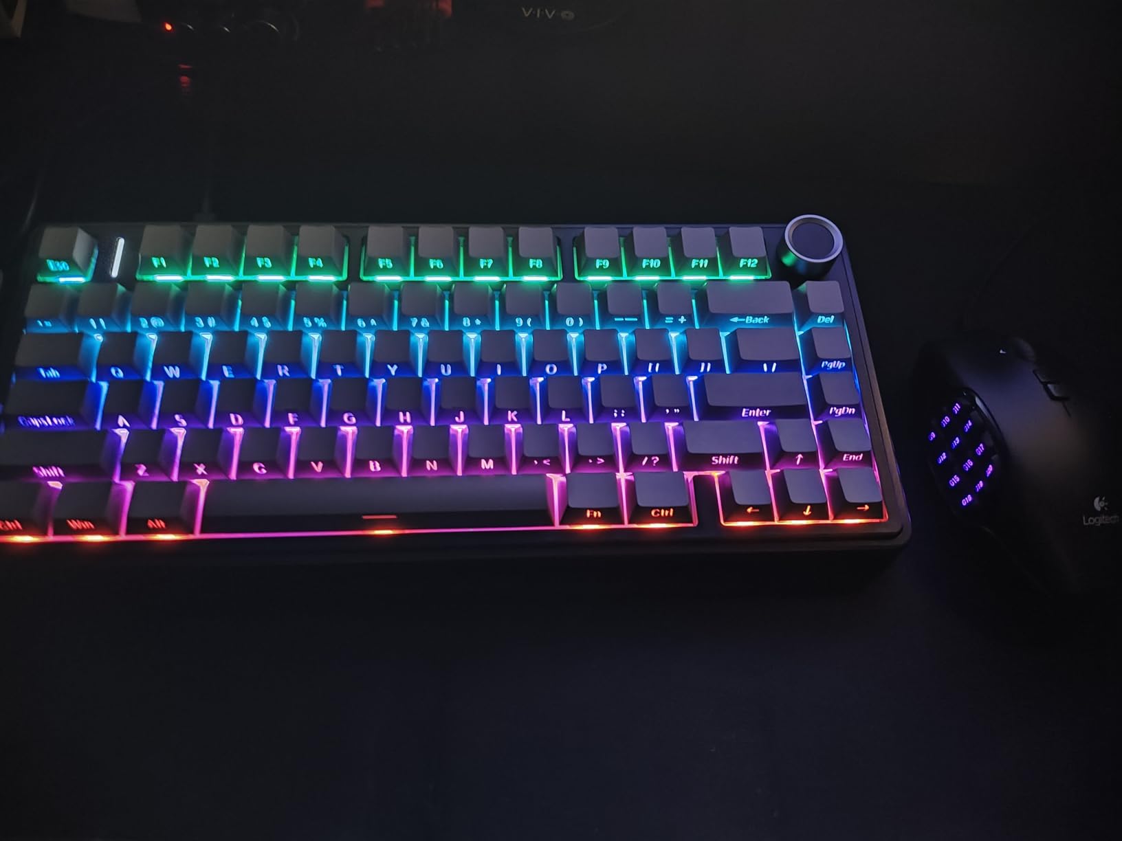 AULA F75 Pro Wireless Mechanical Keyboard,75% Hot Swappable Custom Keyboard with Knob,RGB Backlit,Pre-lubed Reaper Switches,Side Printed PBT Keycaps,2.4GHz/USB-C/BT5.0 Mechanical Gaming Keyboards customer photo 1
