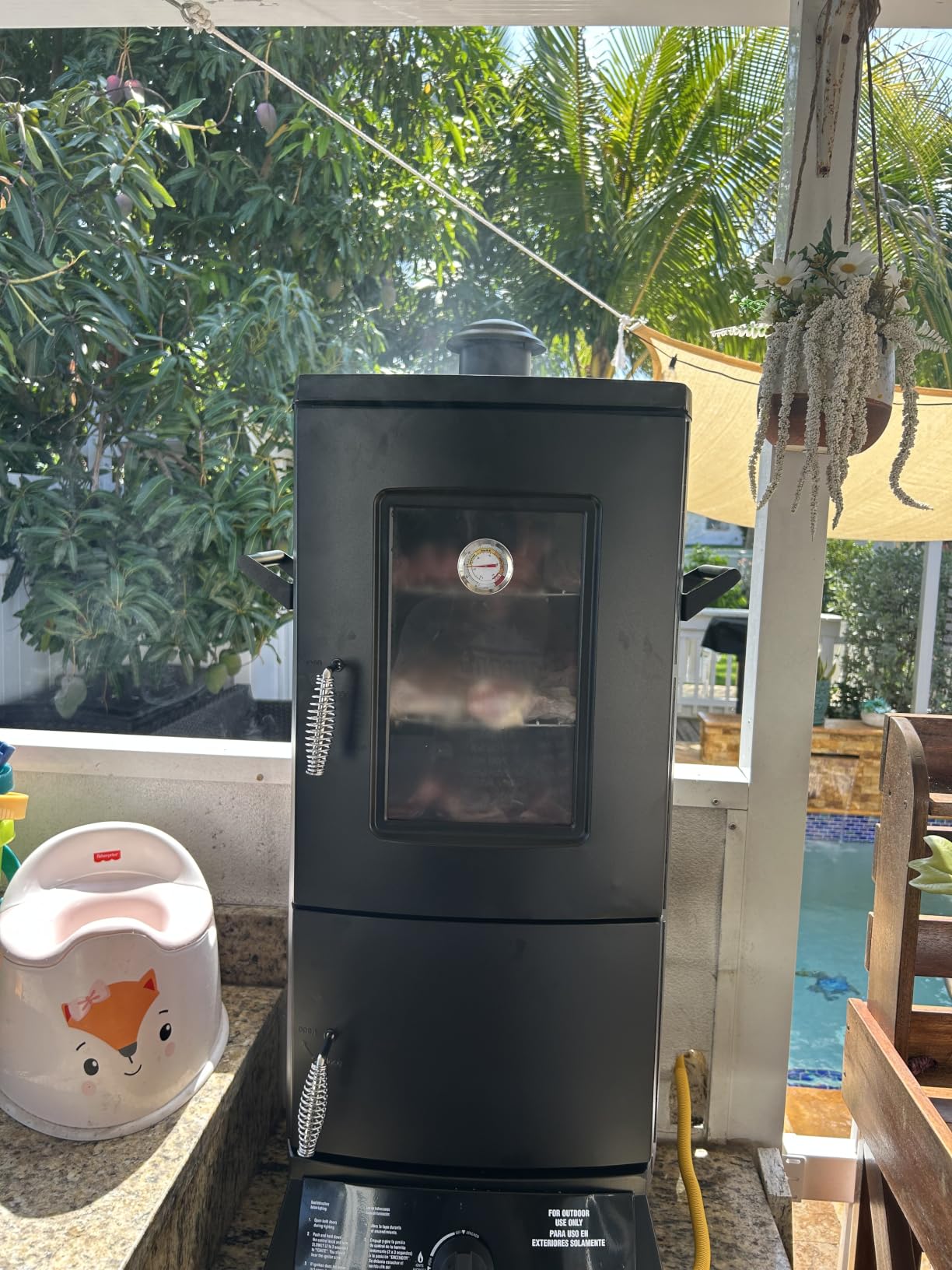 Propane Smoker with Cover, Vertical Meat Gas Smoker Grill Outdoor Heavy Duty 3 Removable Smoking Racks, Black customer photo 2
