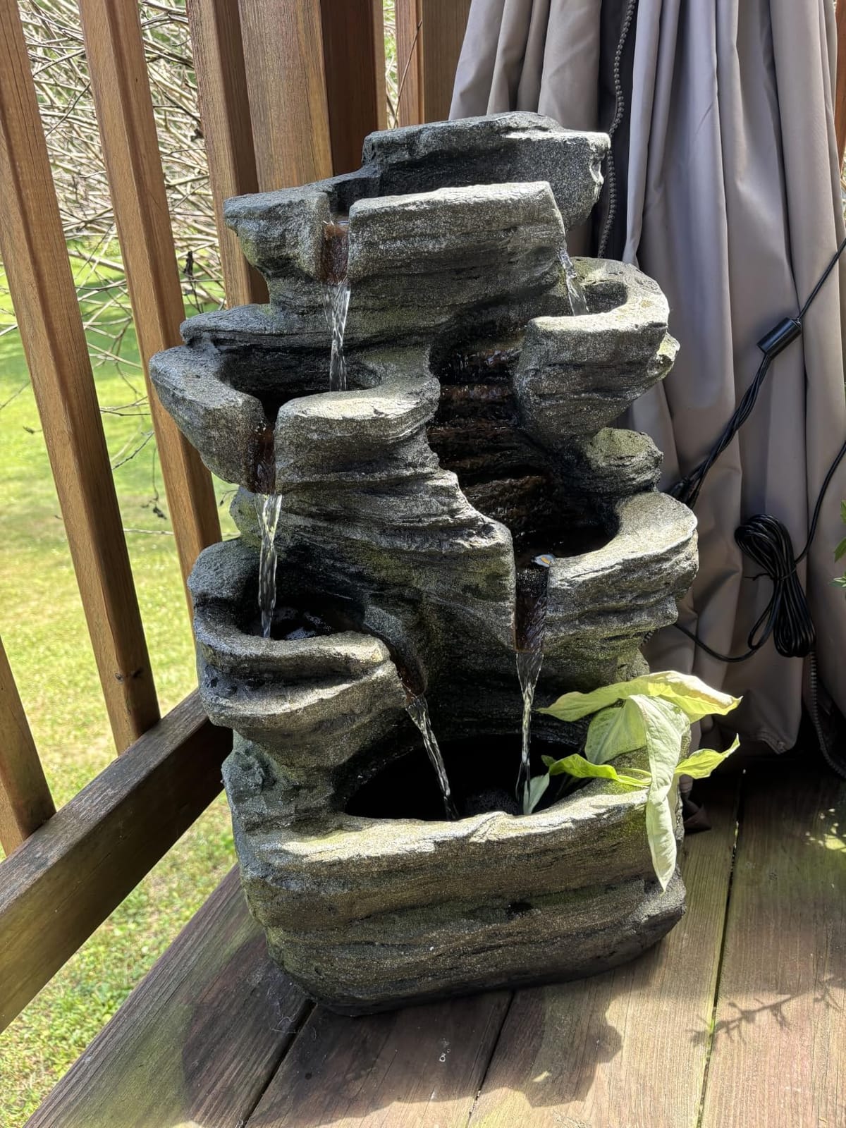 Bumilgar 6-Tier Solar Powered Water Fountain Outdoor Waterfall 24.4 in, Daytime Solar Charging, Warm LED Glow After Sunset customer photo 1