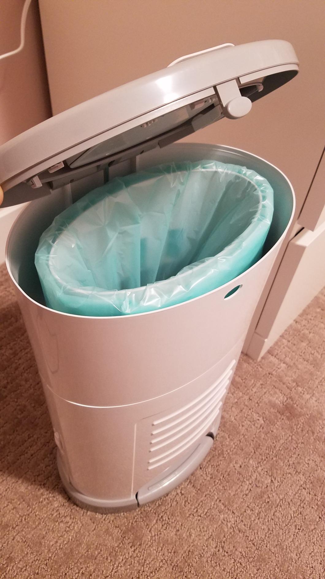 Diaper Dekor EKO MINI Diaper Pail, White | ONLY Eco-Friendly Diaper Pail Made with 70% Recycled Materials | Hands-Free: Step-Drop-Done | Cost-Effective Refill System customer photo 1
