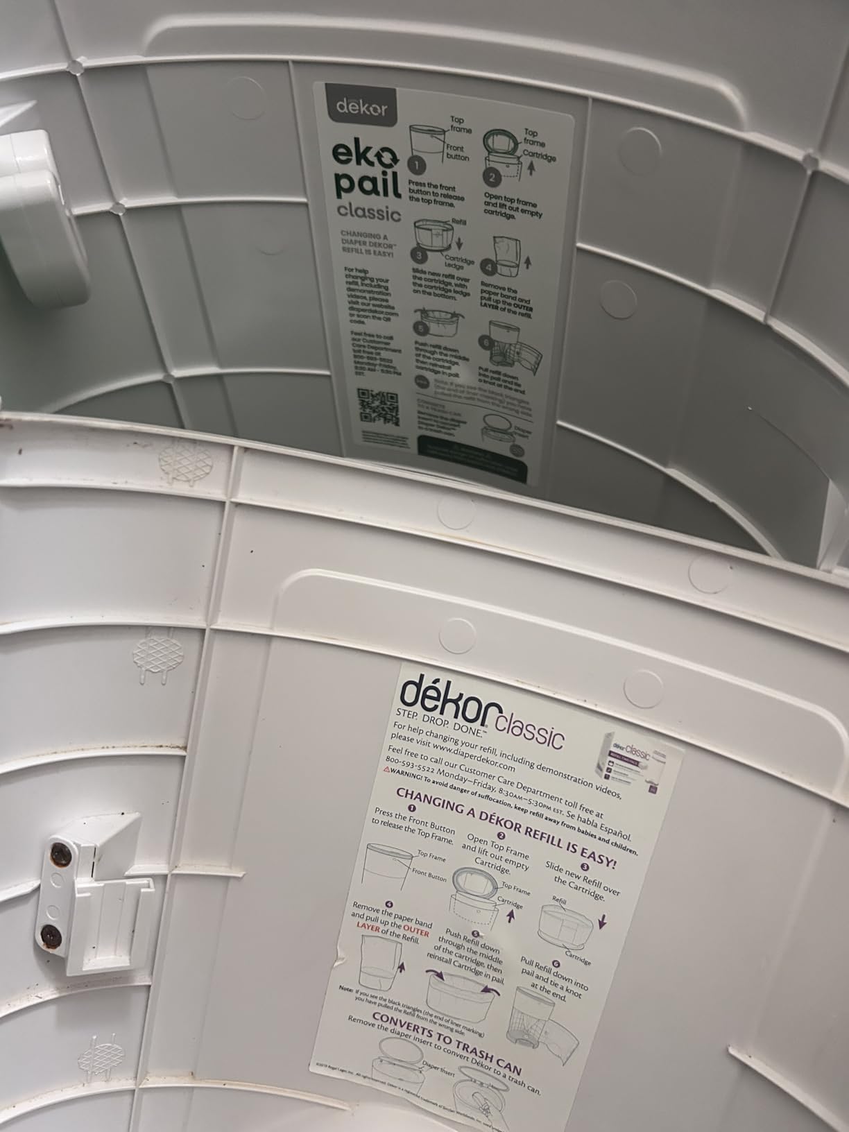 Diaper Dekor EKO Classic Diaper Pail, White | ONLY Eco-Friendly Diaper Pail Made with 70% Recycled Materials | Hands-Free: Step-Drop-Done | Cost-Effective Refill System customer photo 1