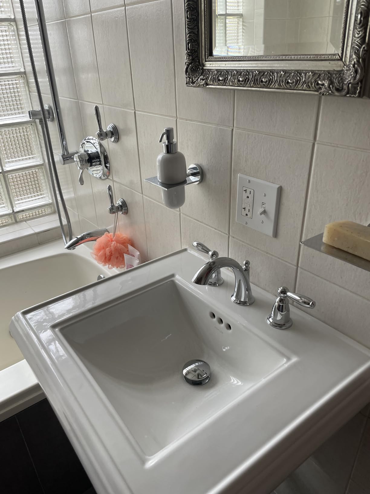 Moen TV6620 Brantford Widespread Bath Faucet, Chrome | Bathroom sink faucet, valve included, widespread installation, high arc spout, chrome finish customer photo 1