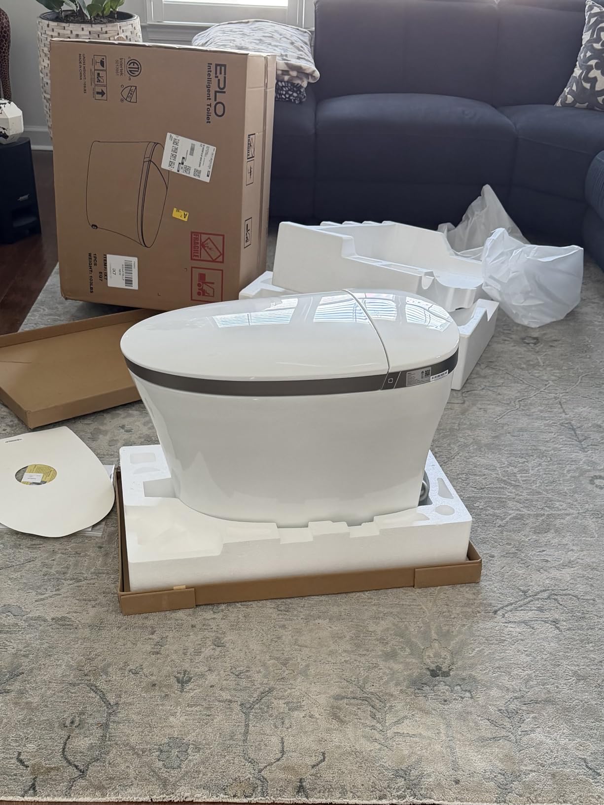 EPLO iX7 Smart Bidet Toilet with Auto Open/Close Heated Seat Foam Dispenser | Auto Flush,Tankless,High-Speed Dryer,Night Light, Warm Water Wash, ADA Comfort Height,ECO Modern,LED Display,Blackout Flush customer photo 1